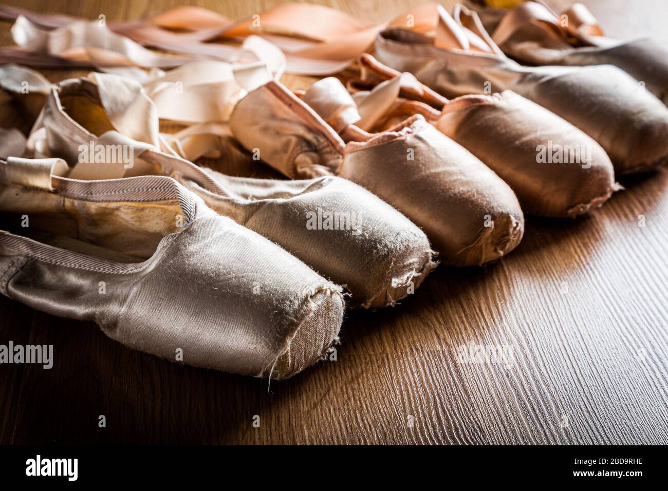 A group of used ballet slipper or pointe shoes Stock Photo - Alamy