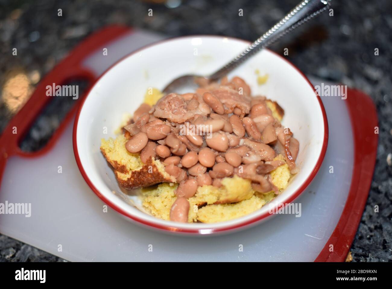 Beans and Cornbread Meal Stock Photo Alamy