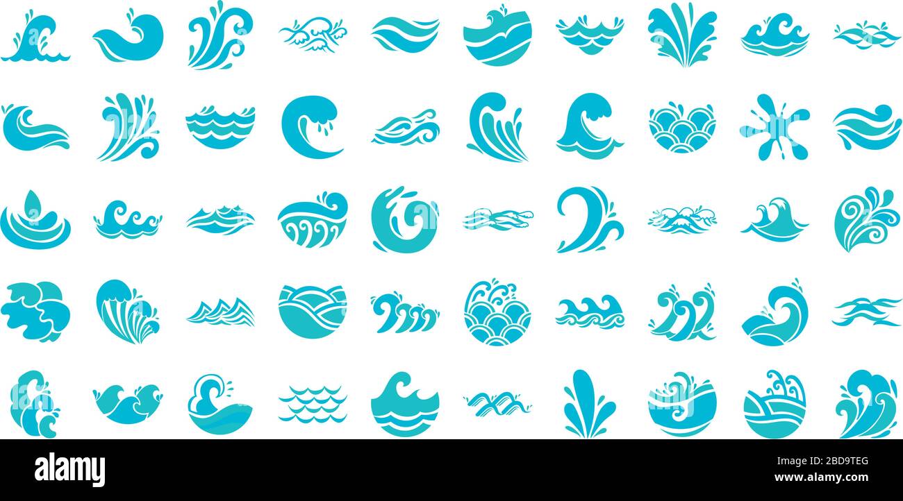 bundle of waves ocean set icons Stock Vector Image & Art - Alamy