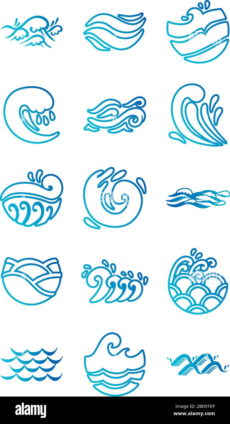 bundle of waves ocean set icons Stock Vector Image & Art - Alamy