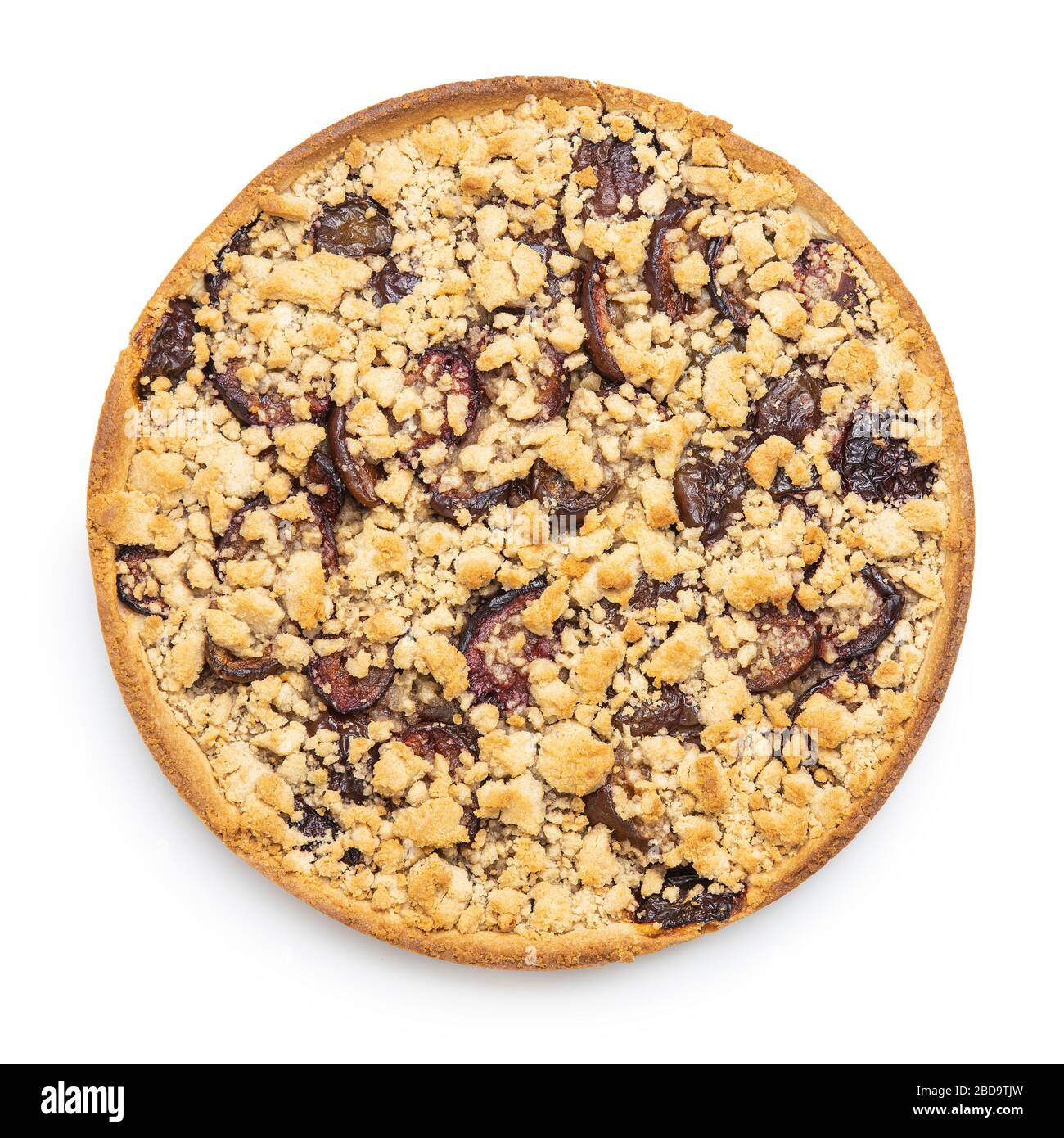 Sweet plum pie isolated on white background. Stock Photo