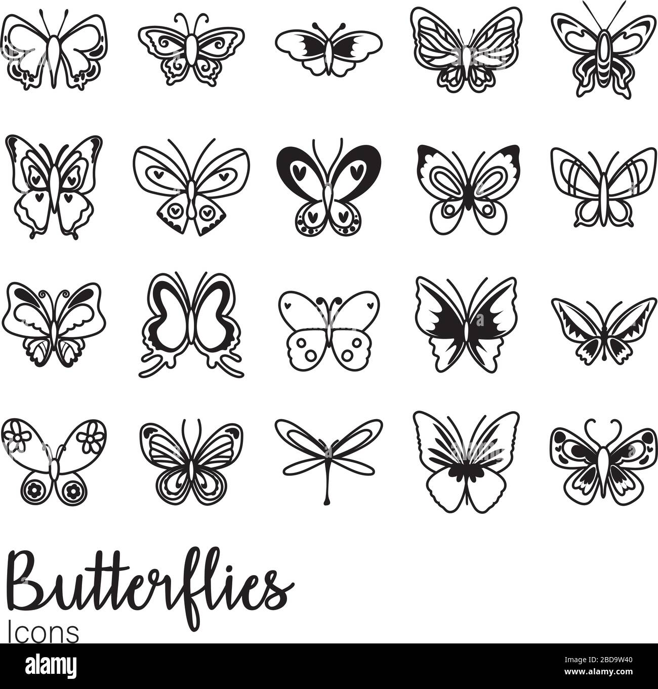 bundle of butterflies set icons Stock Vector Image & Art - Alamy