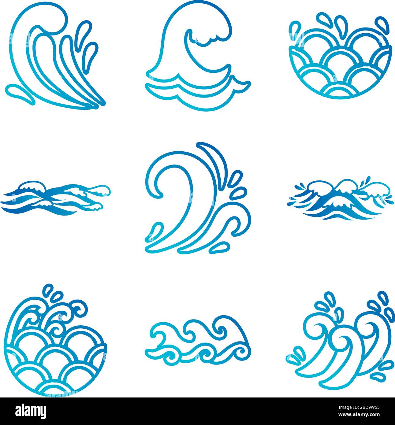 bundle of waves ocean set icons Stock Vector Image & Art - Alamy