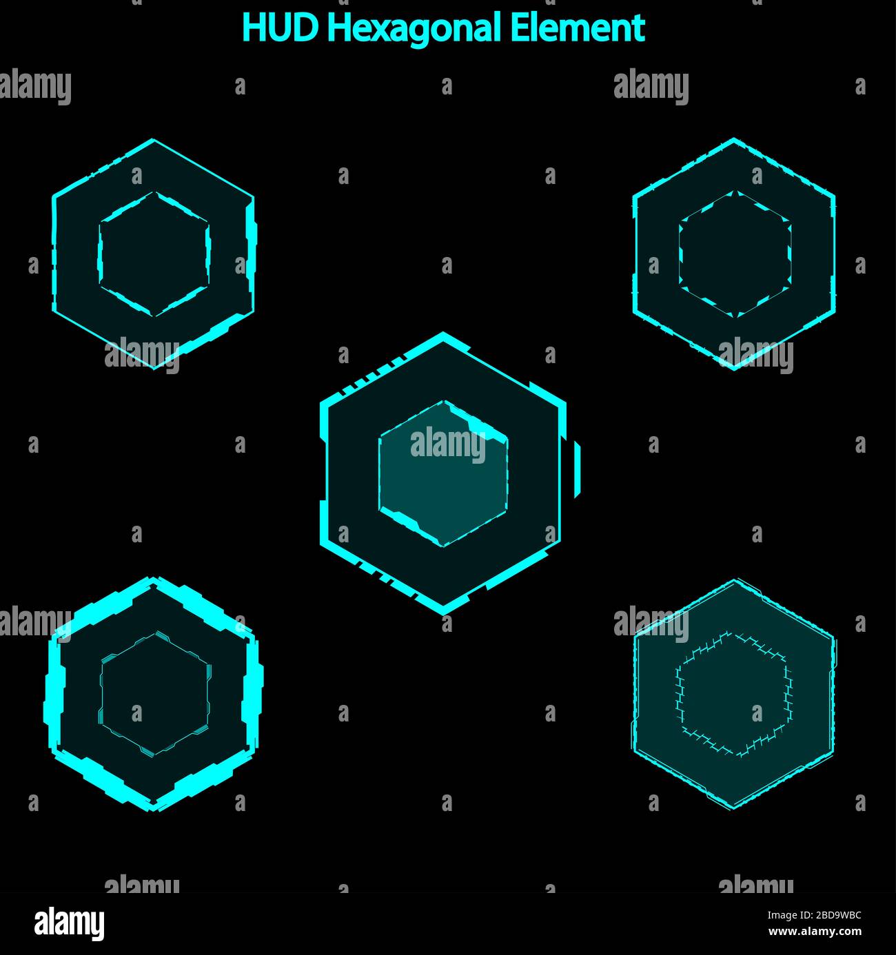 Set of hud hexagon elements,Futuristic Sci Fi Modern User Interface Set ...