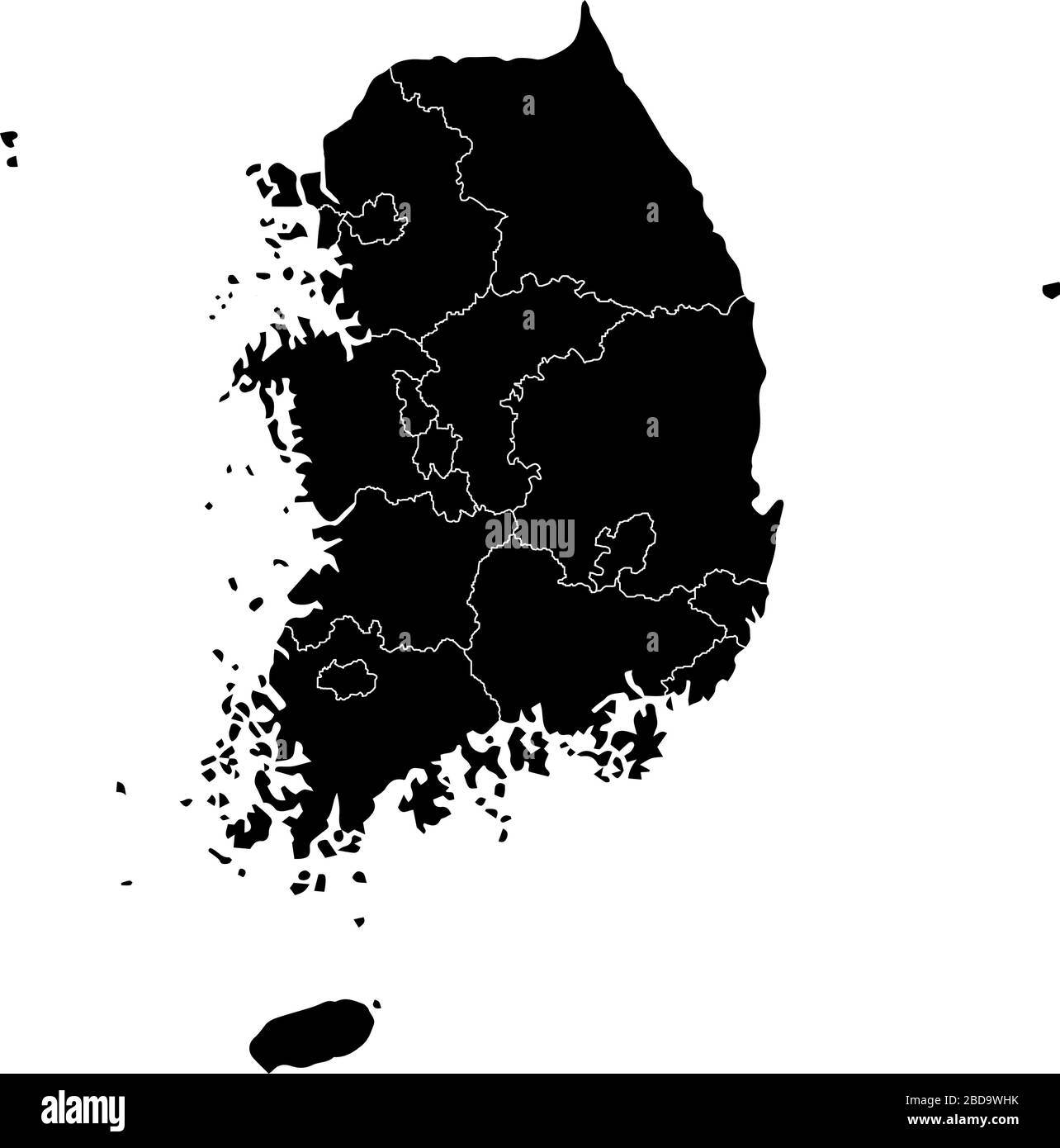 South korea administrative divisions map / Black Stock Vector