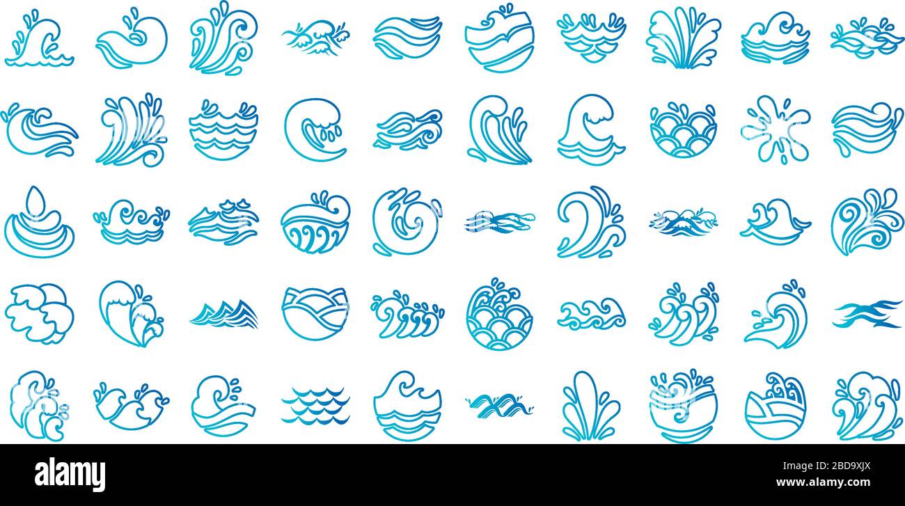 bundle of waves ocean set icons Stock Vector Image & Art - Alamy
