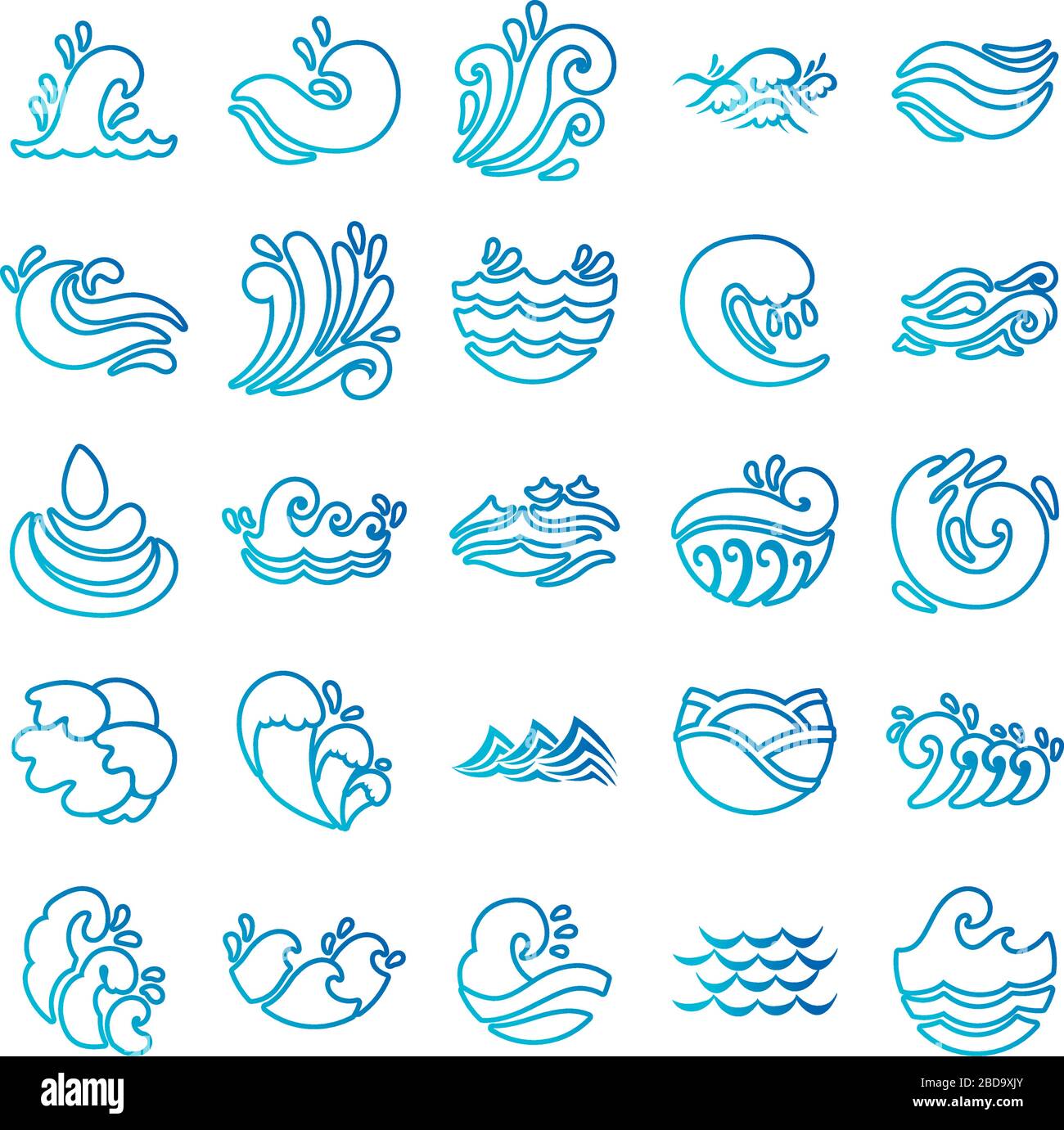 bundle of waves ocean set icons Stock Vector Image & Art - Alamy