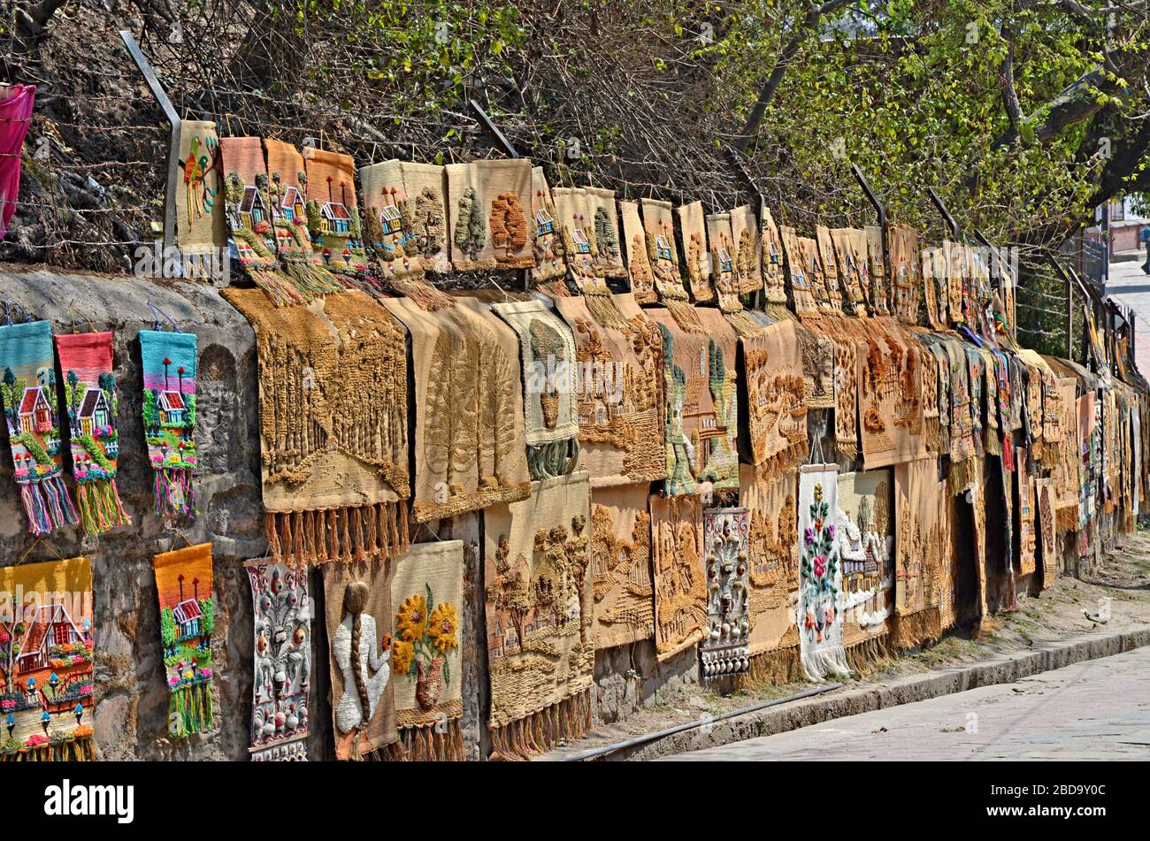 A street market stall with handmade tapestry in Kathmandu, Nepal Stock Photo Alamy