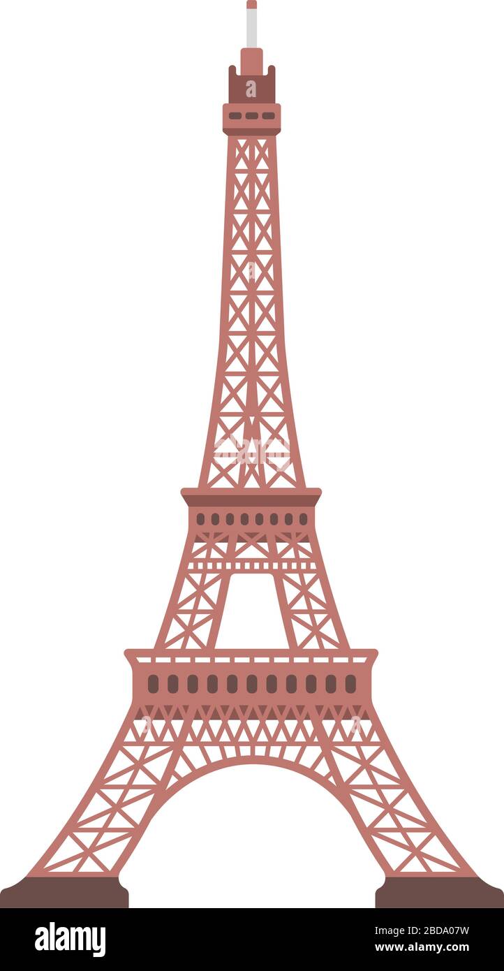 Eiffel tower - France , Paris / World famous buildings vector illustration. Stock Vector