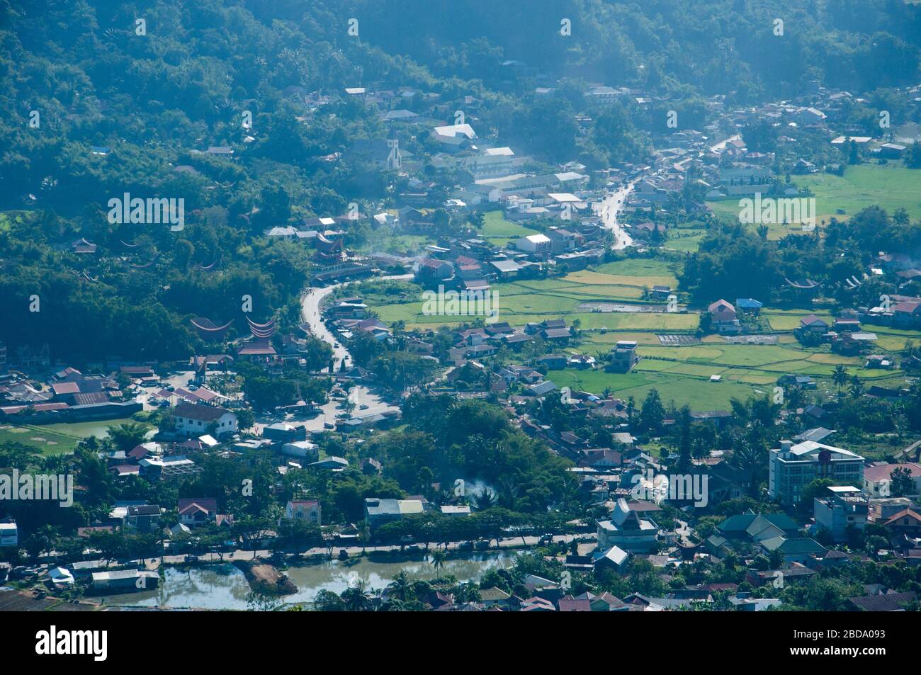The view of Makale City as seen from Buntu Burake site.Tana Toraja located in South Sulawesi is one of the highlight of Indonesia tourism. The region Stock Photo
