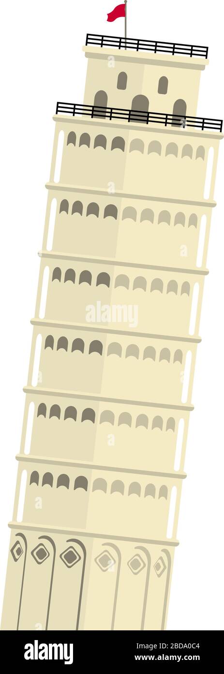 Leaning Tower of Pisa - Italy / World famous buildings vector illustration. Stock Vector