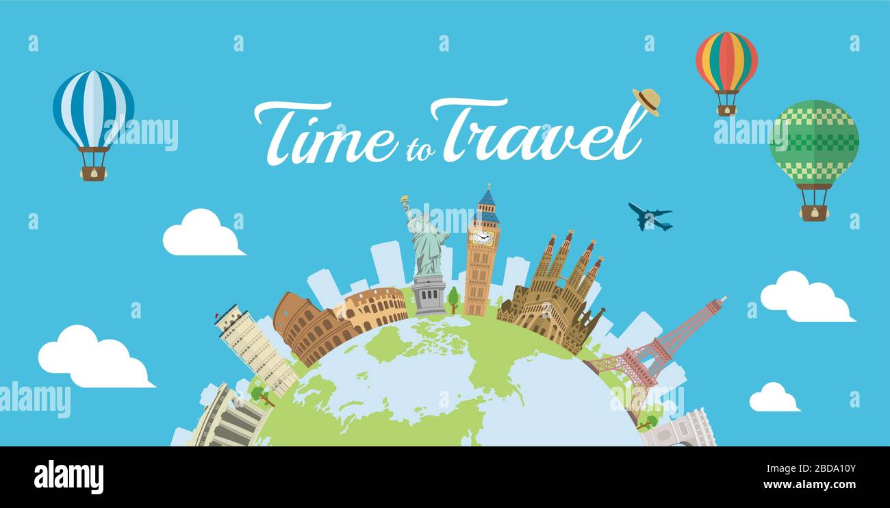 Time to Travel (vacation, sightseeing ) banner vector illustration ...