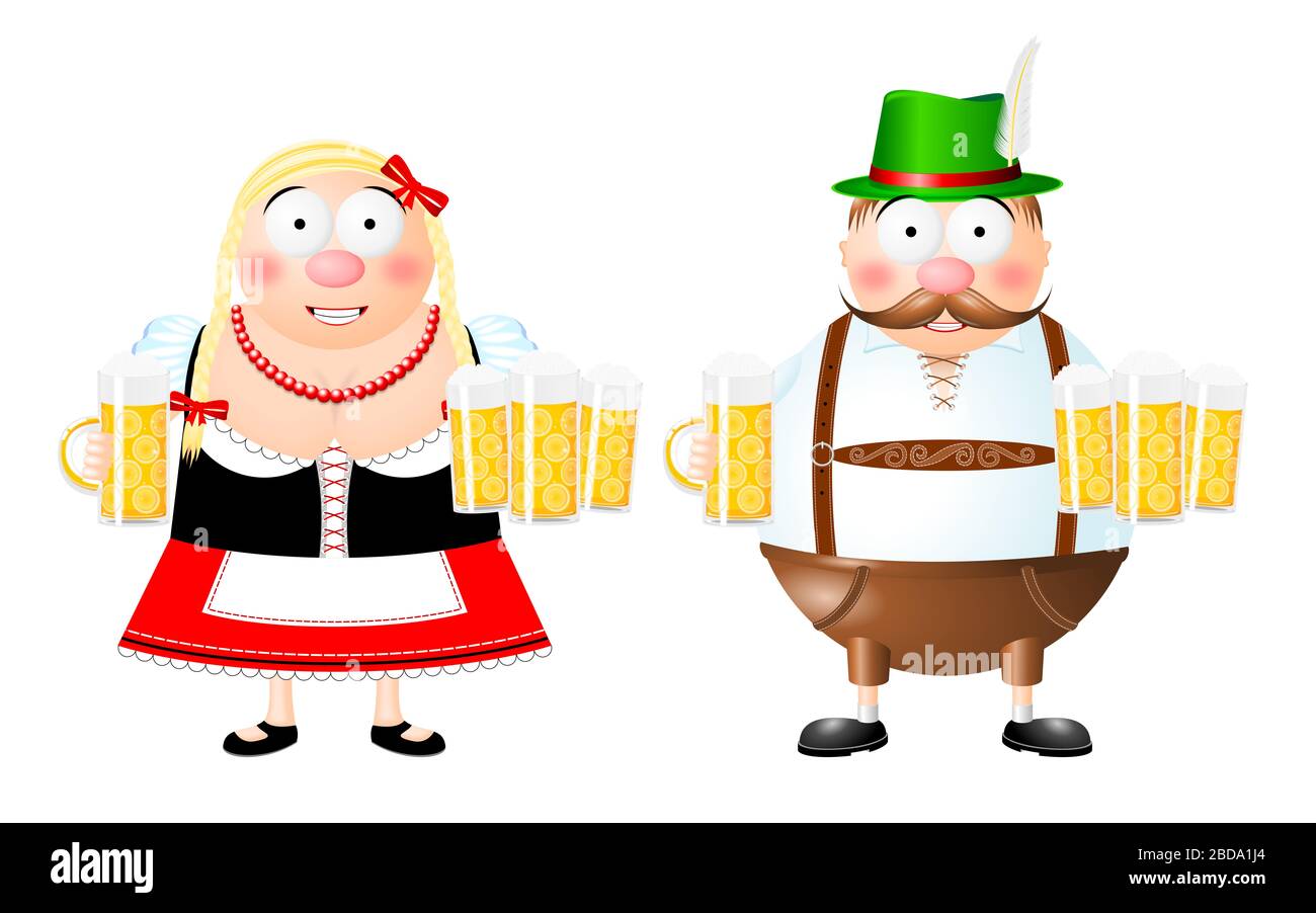 Oktoberfest - man and woman illustration Stock Photo