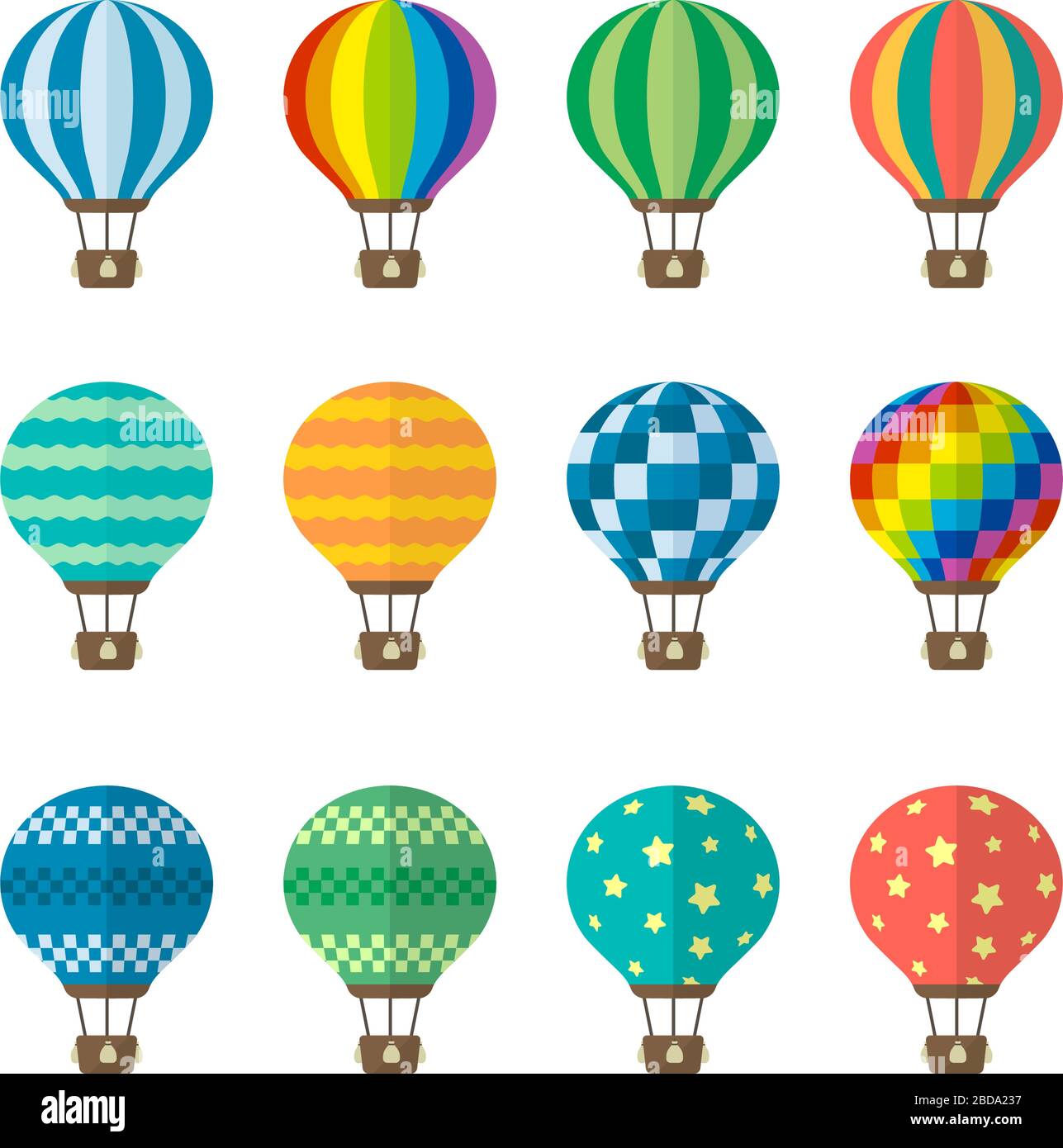 Hot air balloon flat vector illustration set Stock Vector Image & Art ...