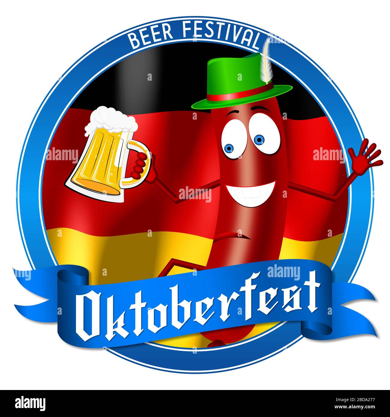 Oktoberfest illustration - sausage, beer Stock Photo