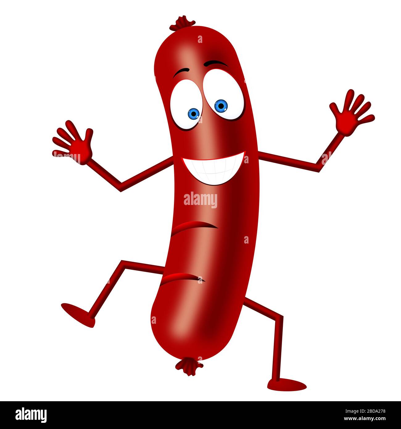 Happy sausage cartoon character Stock Photo Alamy