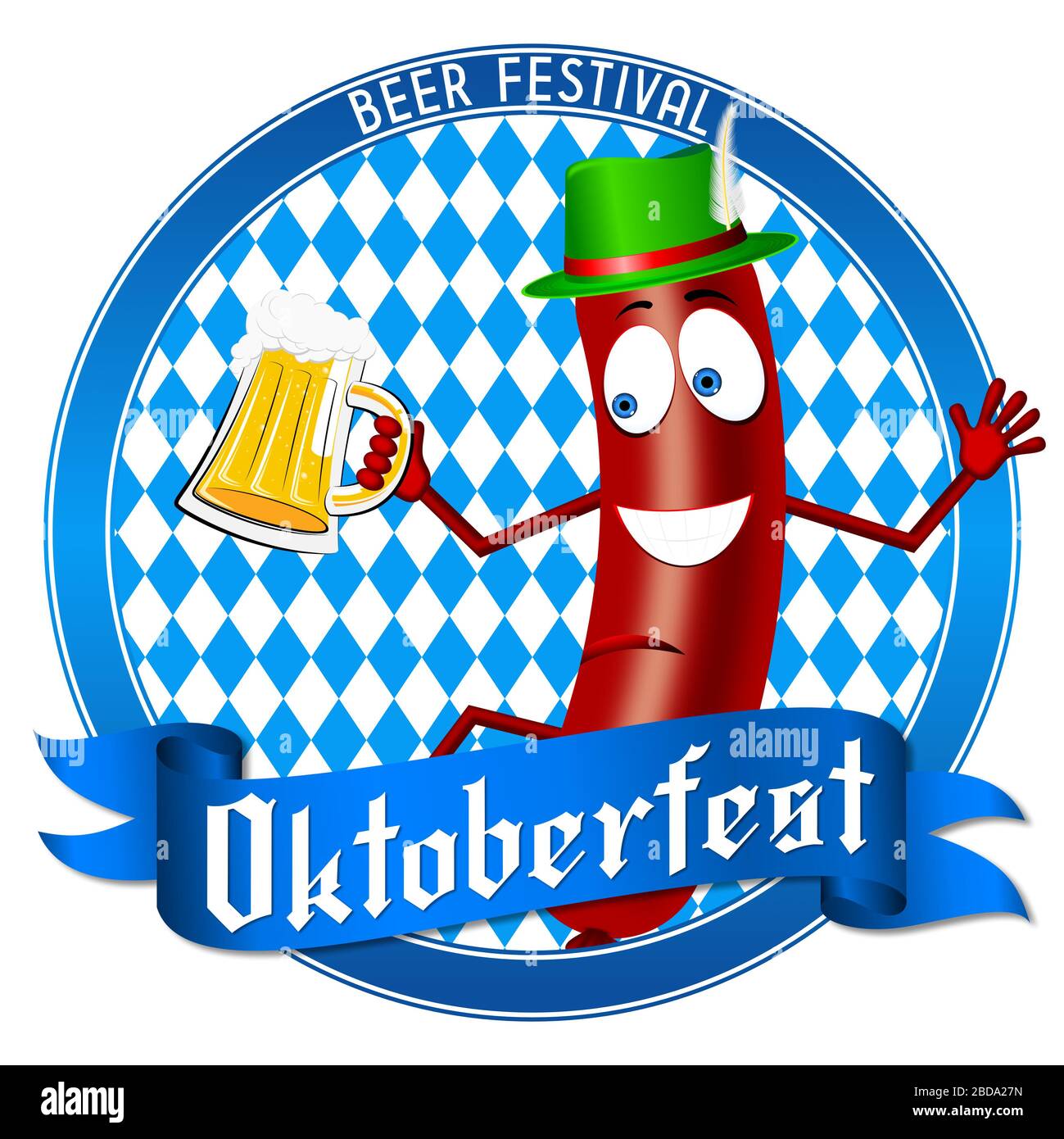 Oktoberfest illustration - sausage, beer Stock Photo