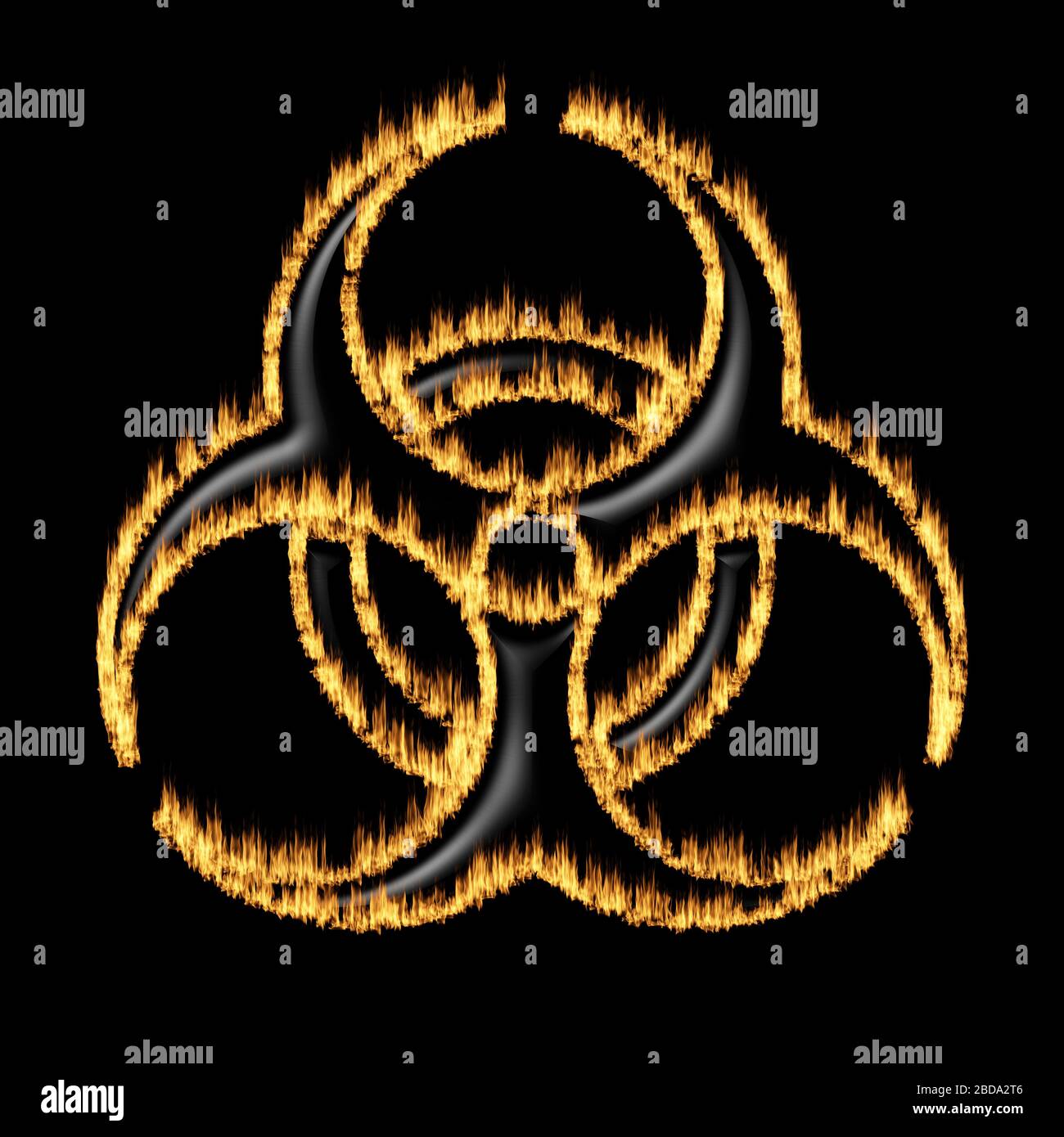 Burning warning sign of the biohazard - infected specimen Stock Photo