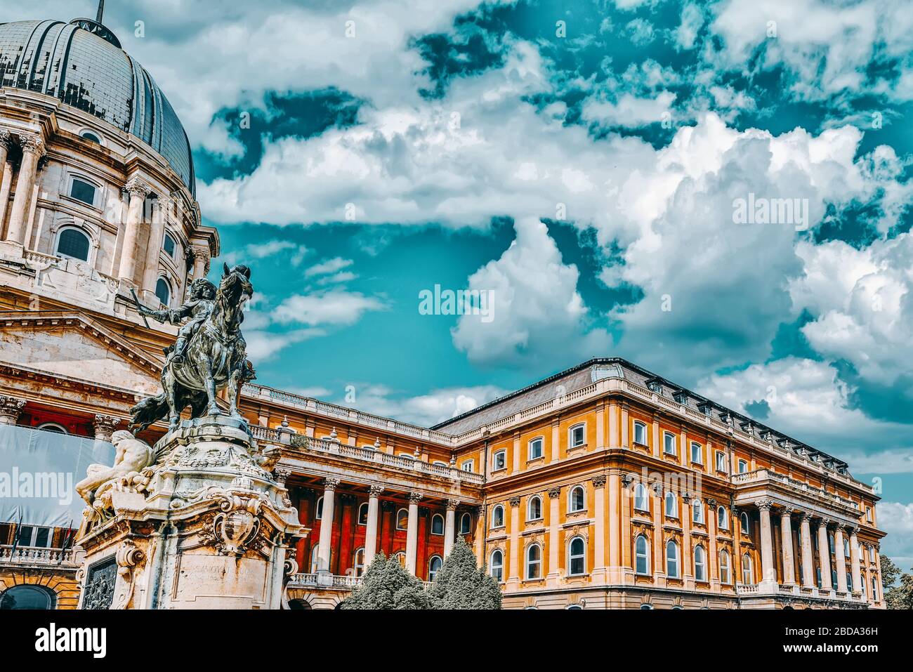 Styatue of Savoyai Eugen,  near the Royal Palace in Budapest. Hungary. Stock Photo