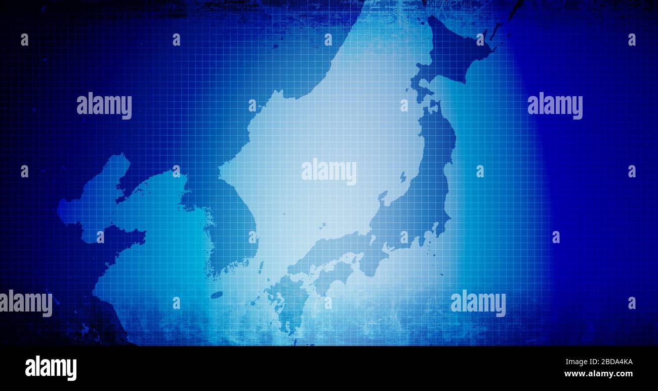 East asia (Japan,North korea,South korea,China) map / web banner background (text space) Stock Photo
