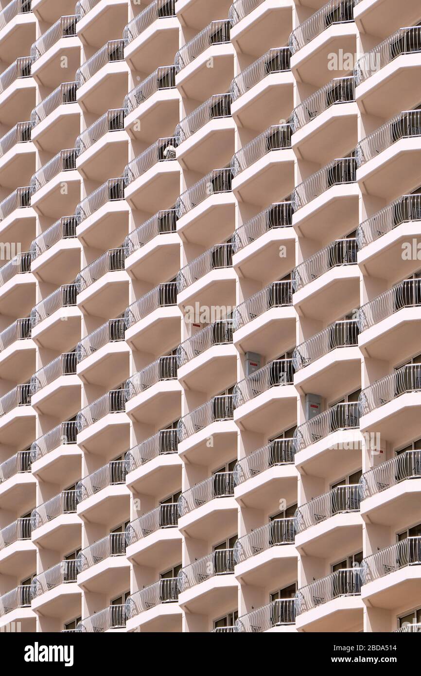 Closeup of a balcony pattern on an urban building Stock Photo