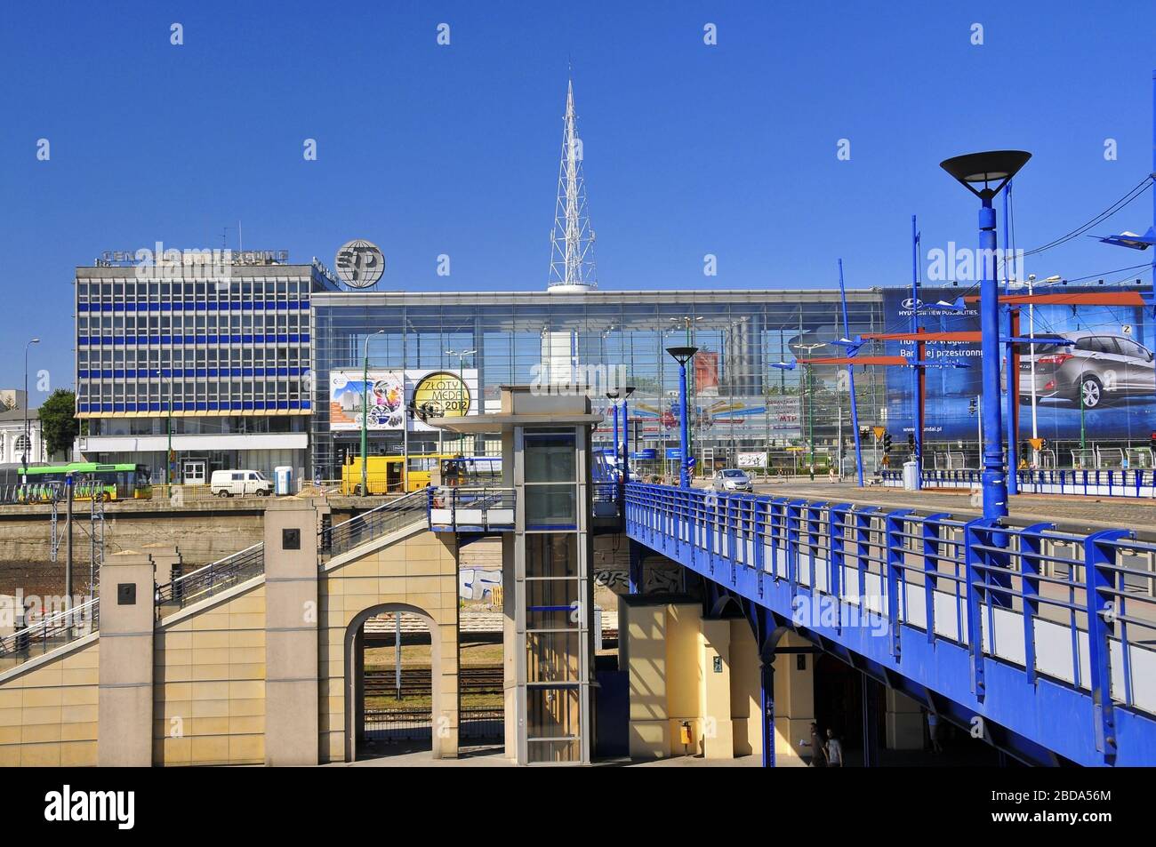 Poznan International Fair - view from the Station Bridge. Poznan, Greater Poland Voivodeship, Poland. Stock Photo