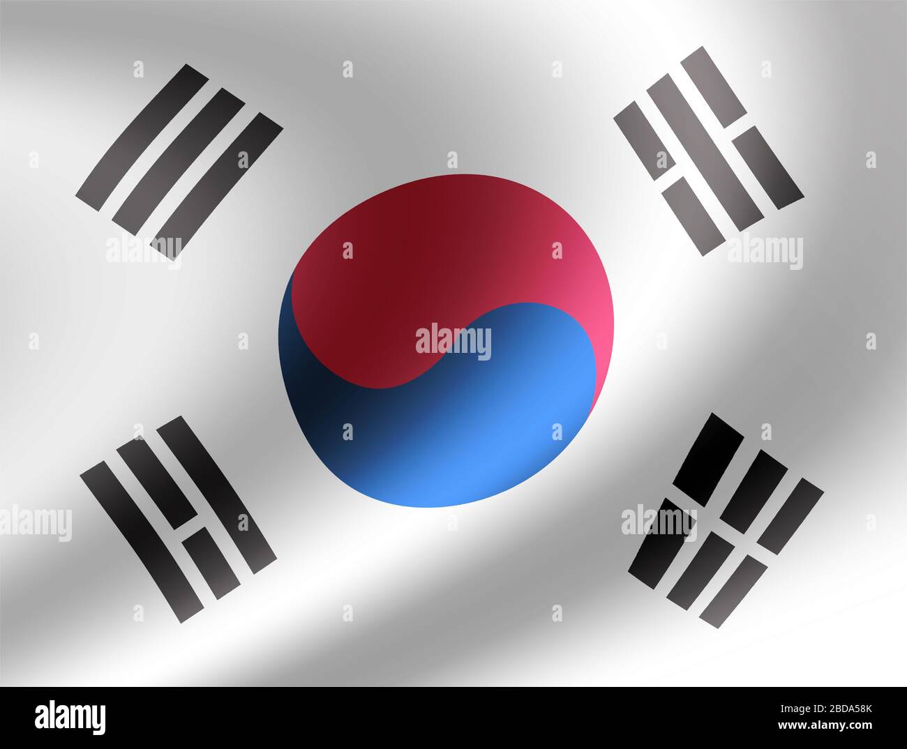 Waving national flag illustration (south korea) Stock Photo