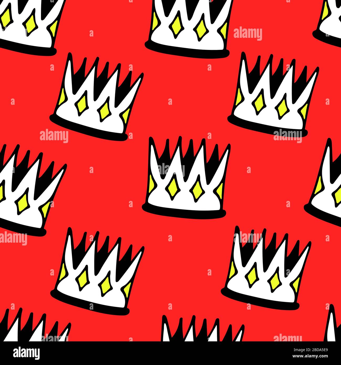 Doodle crowns seamless pattern. Hand drawn luxury background. Cute baby ...