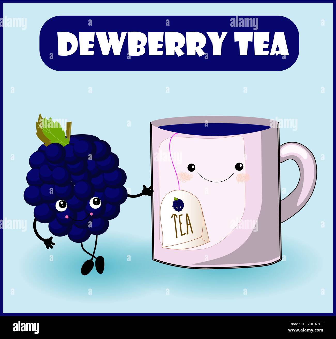 tea from dewberry. Cup character, mooseberry cheerful berry with face ...