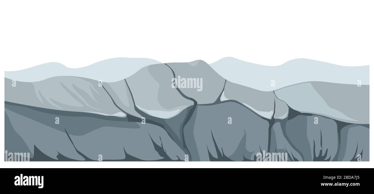 Gloomy panoramic landscape with rocks and mountains vector Stock Vector