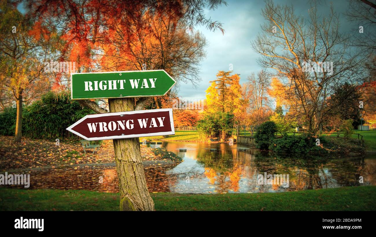Street Sign RIGHT WAY versus WRONG WAY Stock Photo - Alamy