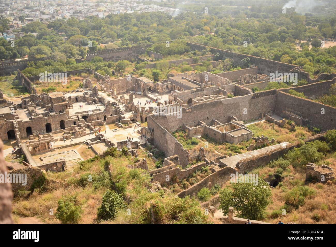ancient-old-historical-golconda-fort-in-india-background-stock