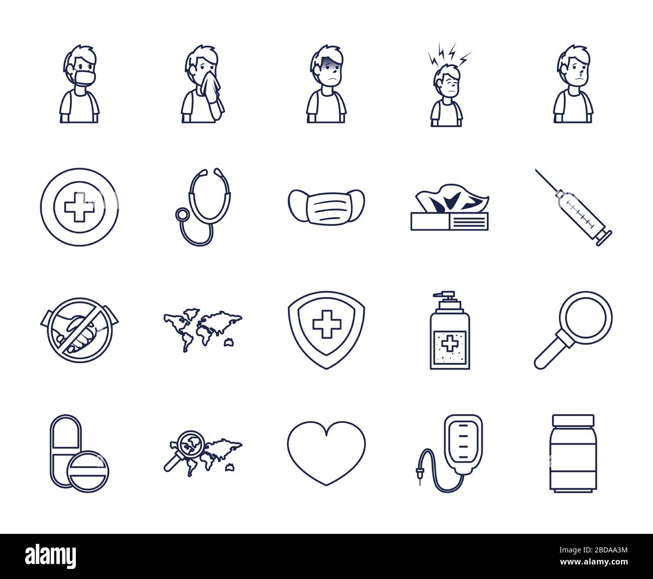 Covid 19 virus line style icon set design of 2019 ncov cov coronavirus ...
