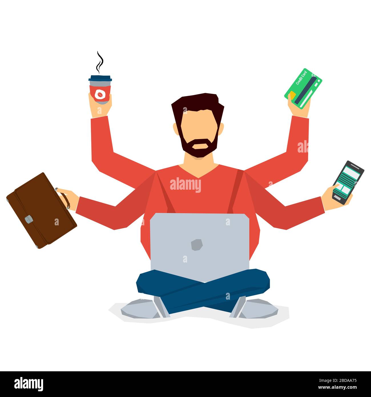 Multitasking businessman isolated Stock Vector
