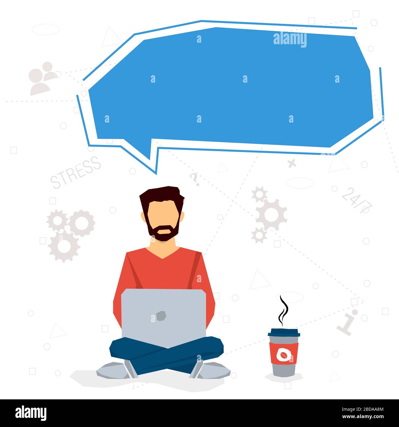 Man working overtime - workaholic it is dangerous Stock Vector