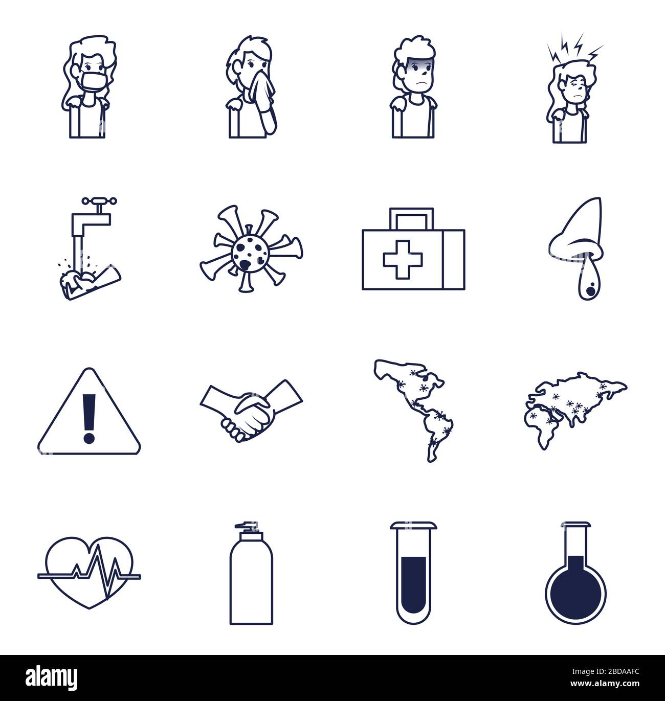 Covid 19 virus line style icon set design of 2019 ncov cov coronavirus ...