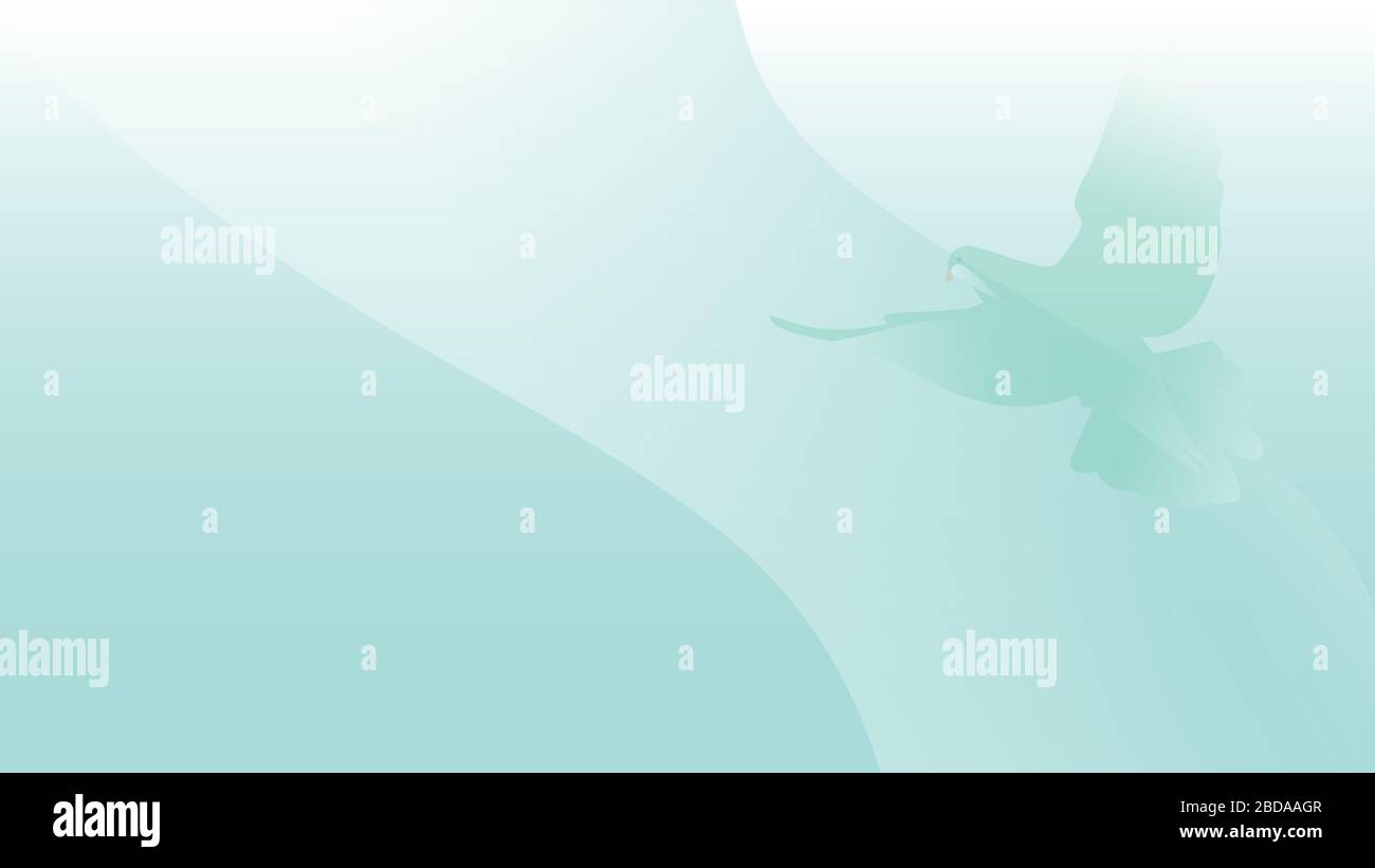 Vector light-blue blurry background. Wavy diagonal background with a dove Stock Vector