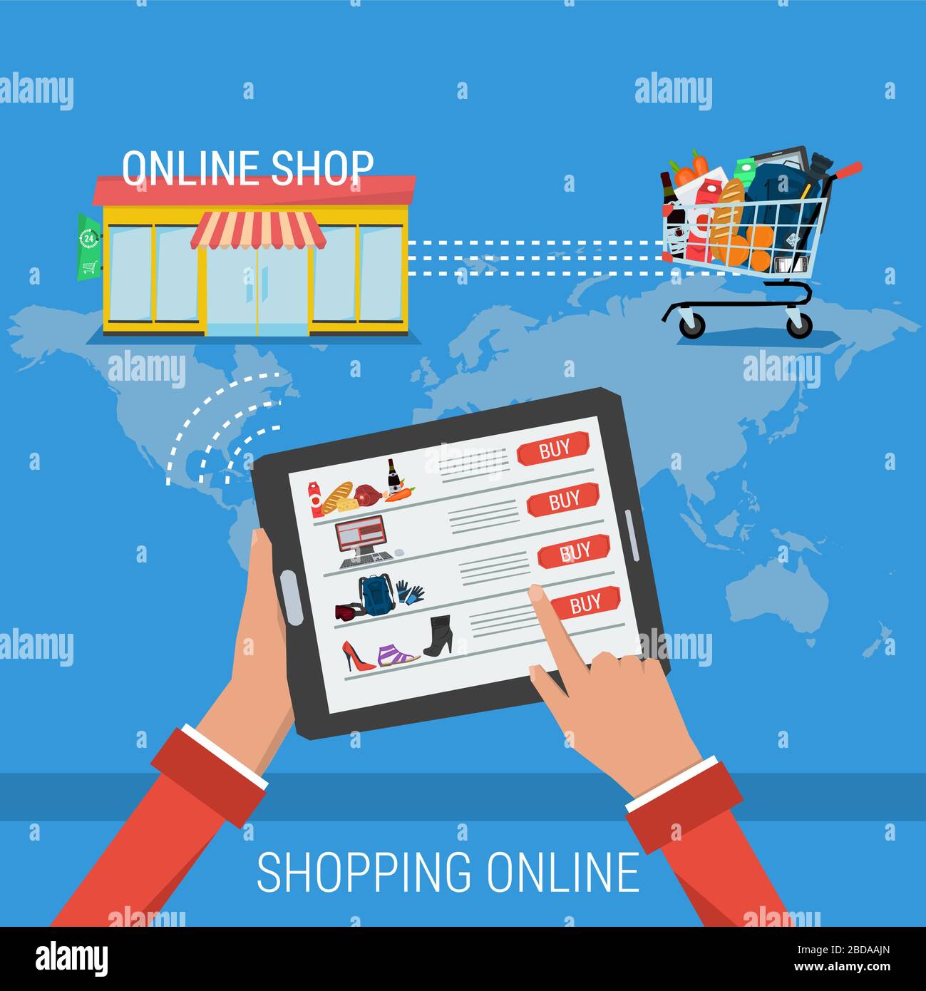 Business concept online shopping infographics hires stock photography