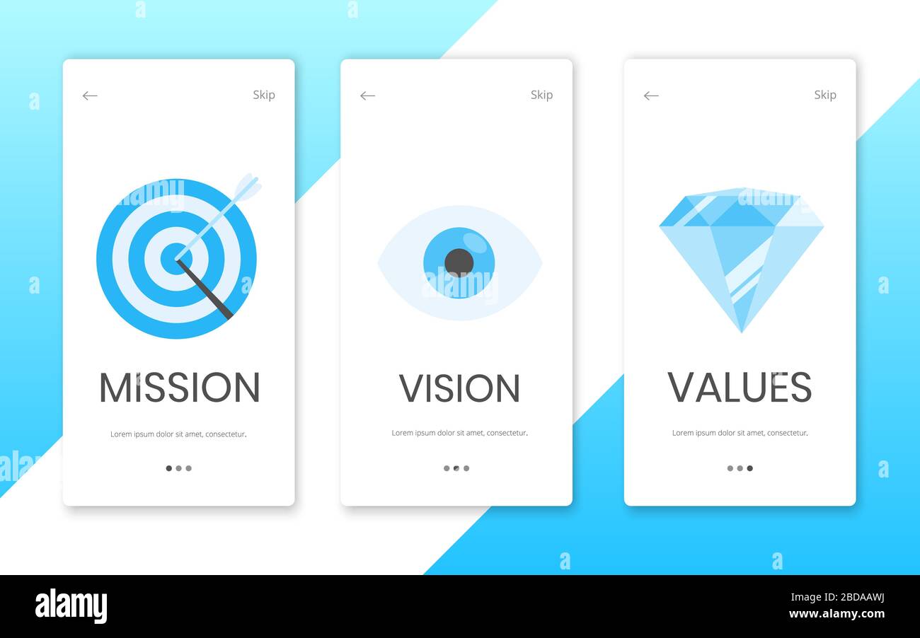 Mission, vision and values flat style design landing page template web ...