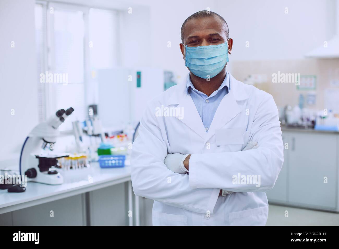 Professional male doctor standing in the lab Stock Photo