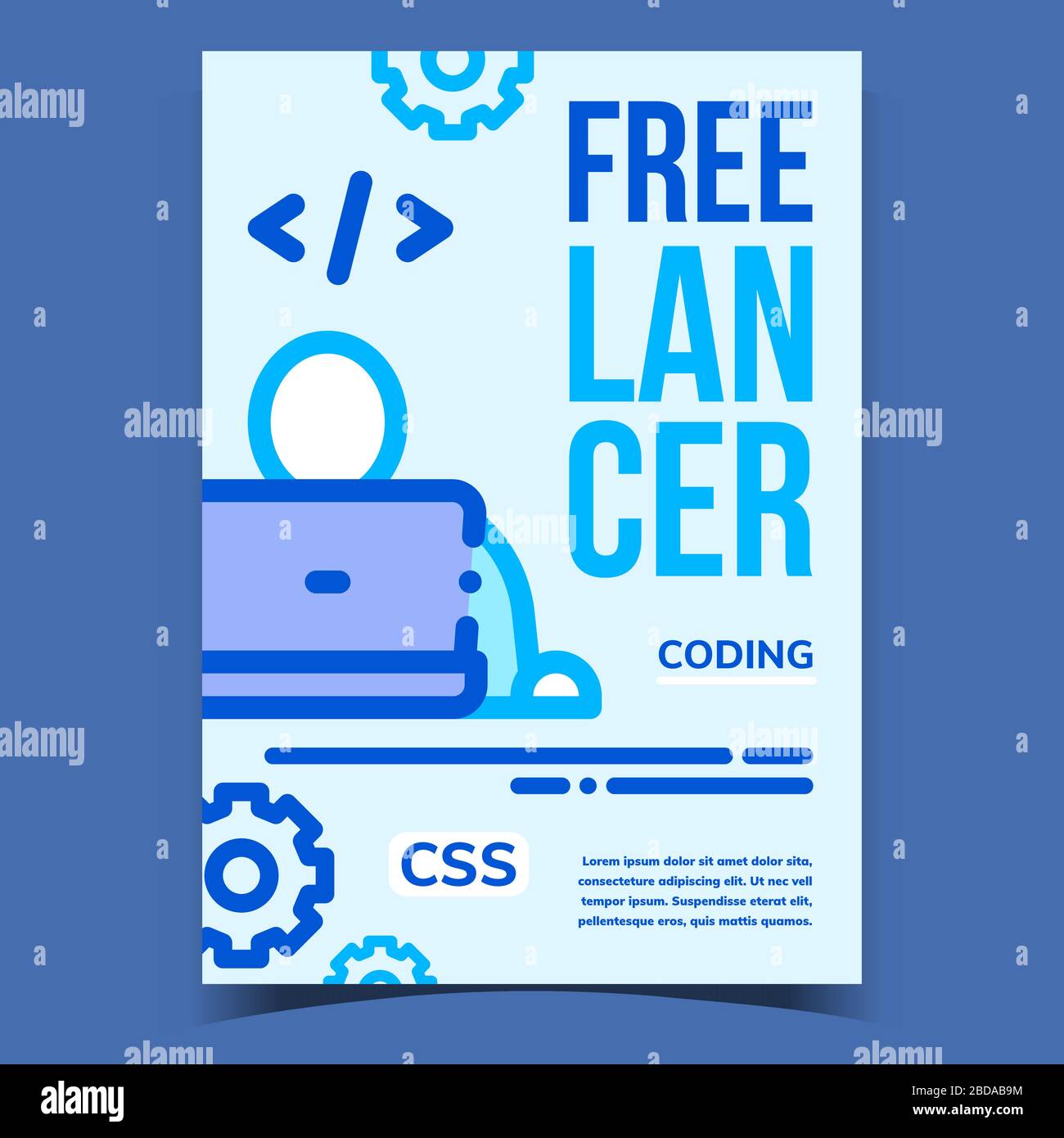 Freelancer Coding Bright Advertising Banner Vector Stock Vector Image ...