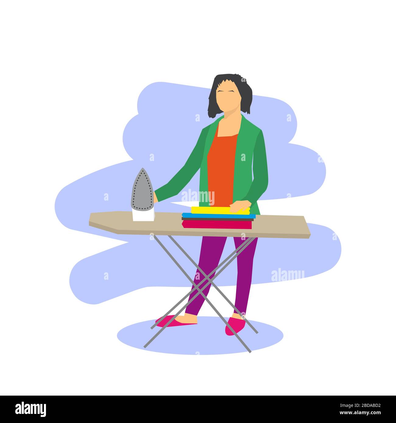 Vector woman Ironing Clothes Stock Vector