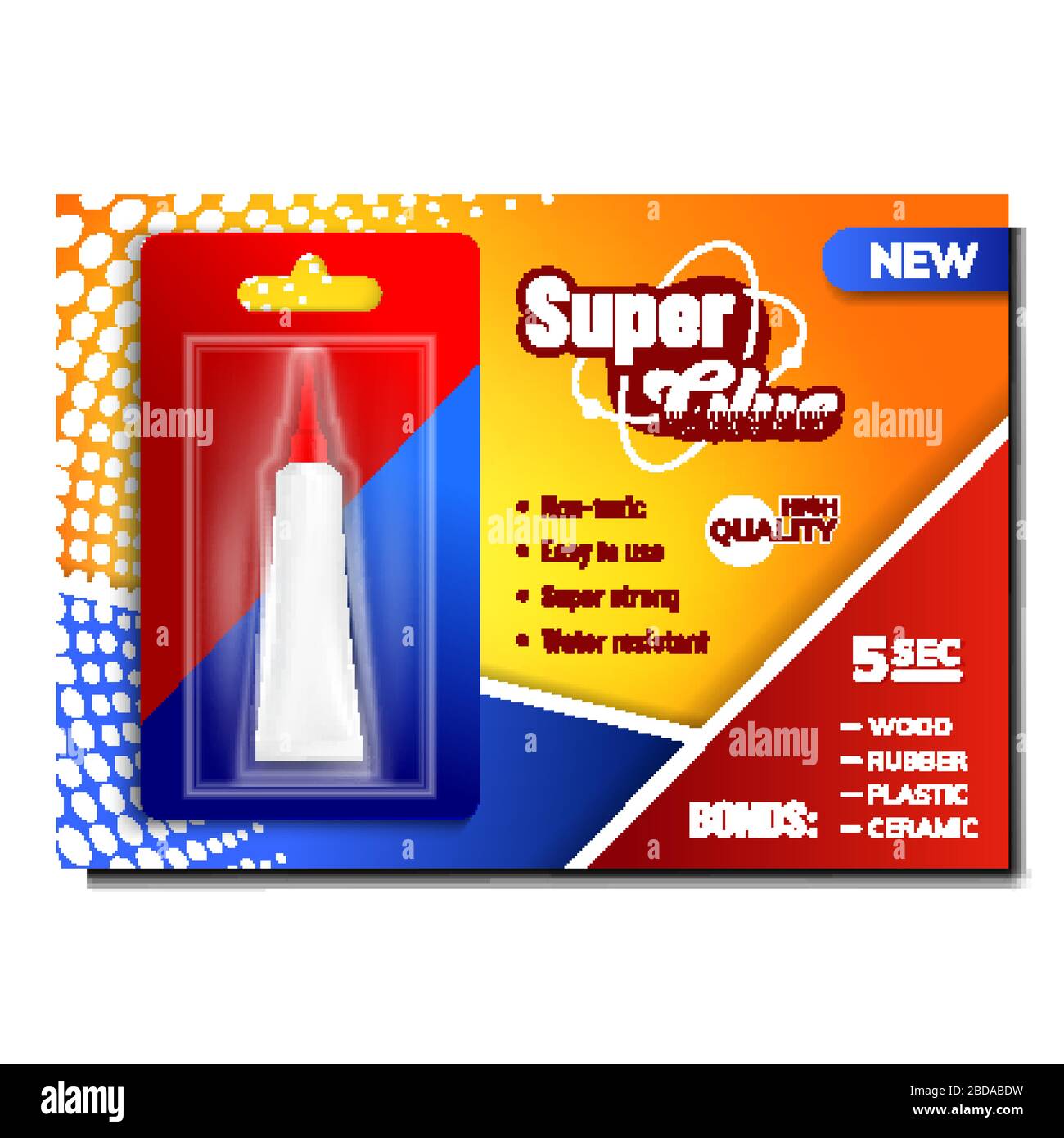 Super Glue In Package Advertising Poster Vector Stock Vector Image