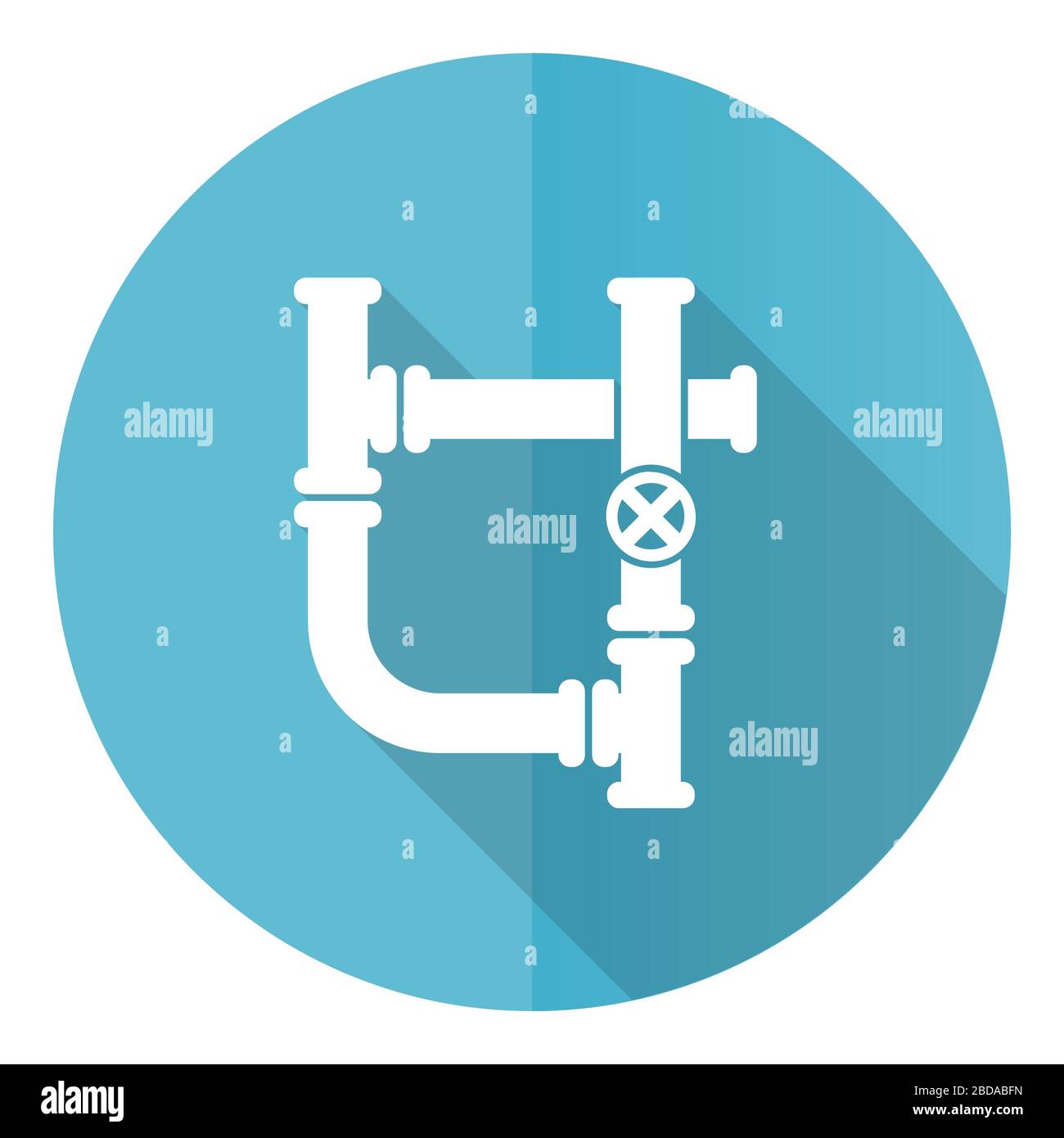 Pipeline blue round flat design vector icon isolated on white ...