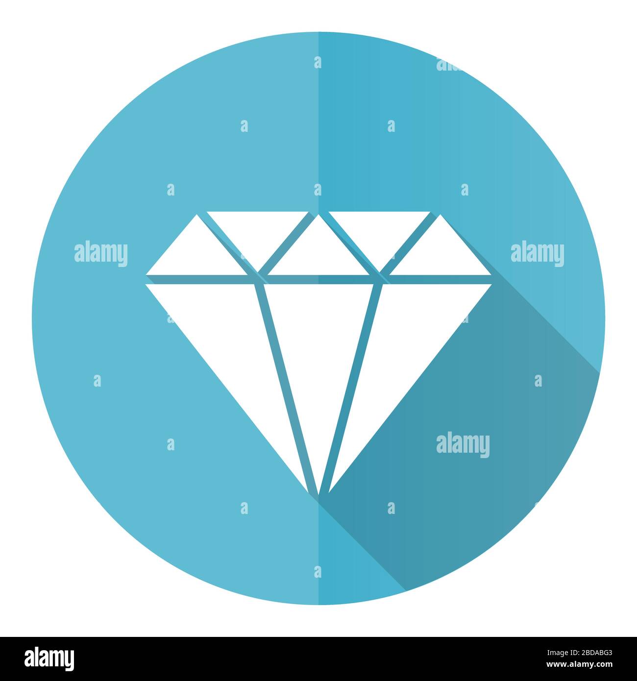 Diamond jewel blue round flat design vector icon isolated on white ...