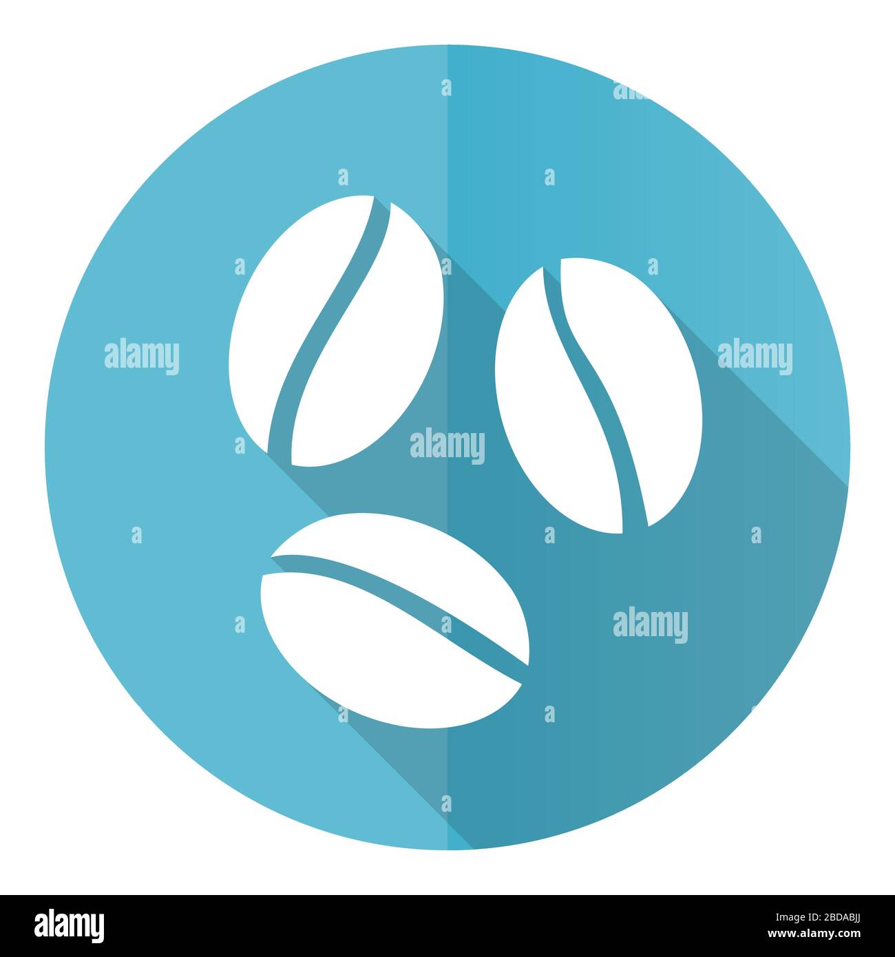 Coffee beans blue round flat design vector icon isolated on white ...