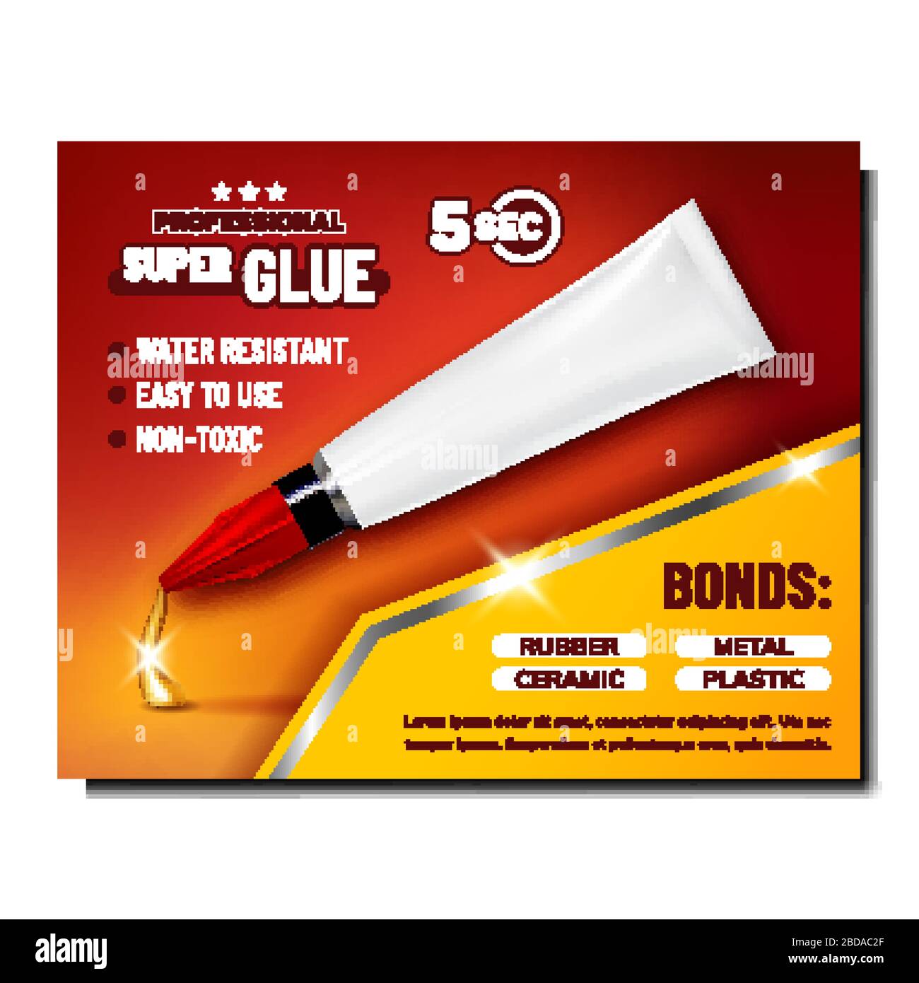 Professional Super Glue Advertising Poster Vector Stock Vector Image