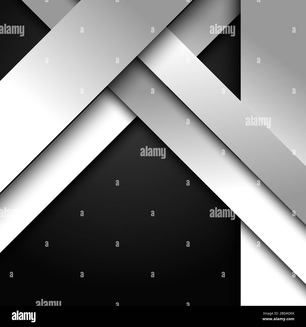 Abstract 3D white and gray stripes diagonal overlapping layer paper on black background with space for your text. Vector Illustration Stock Vector