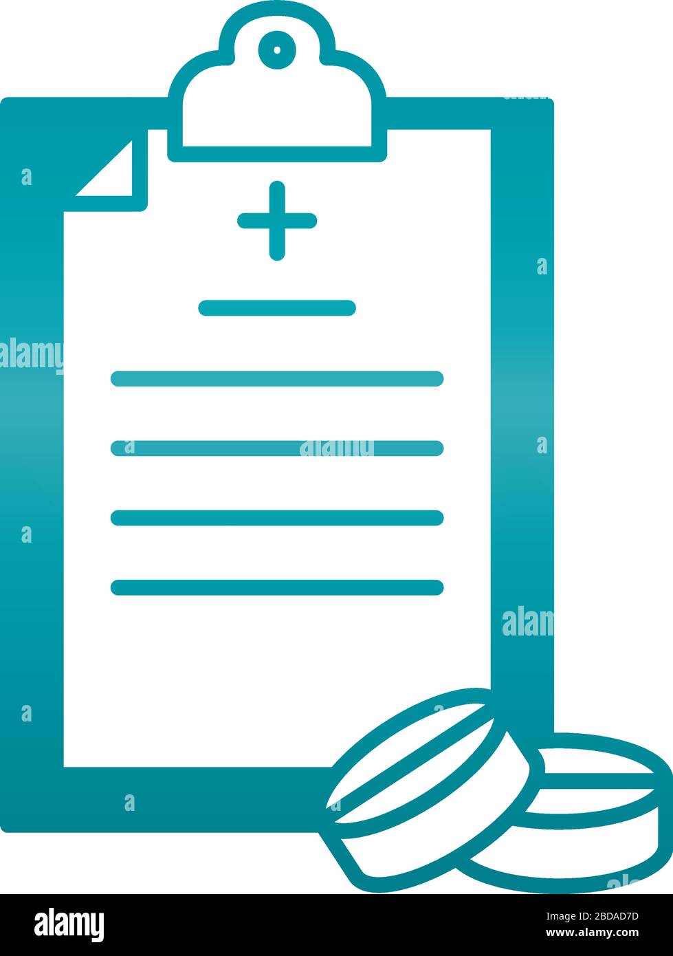 medical report and pills icon over white background, gradient style ...