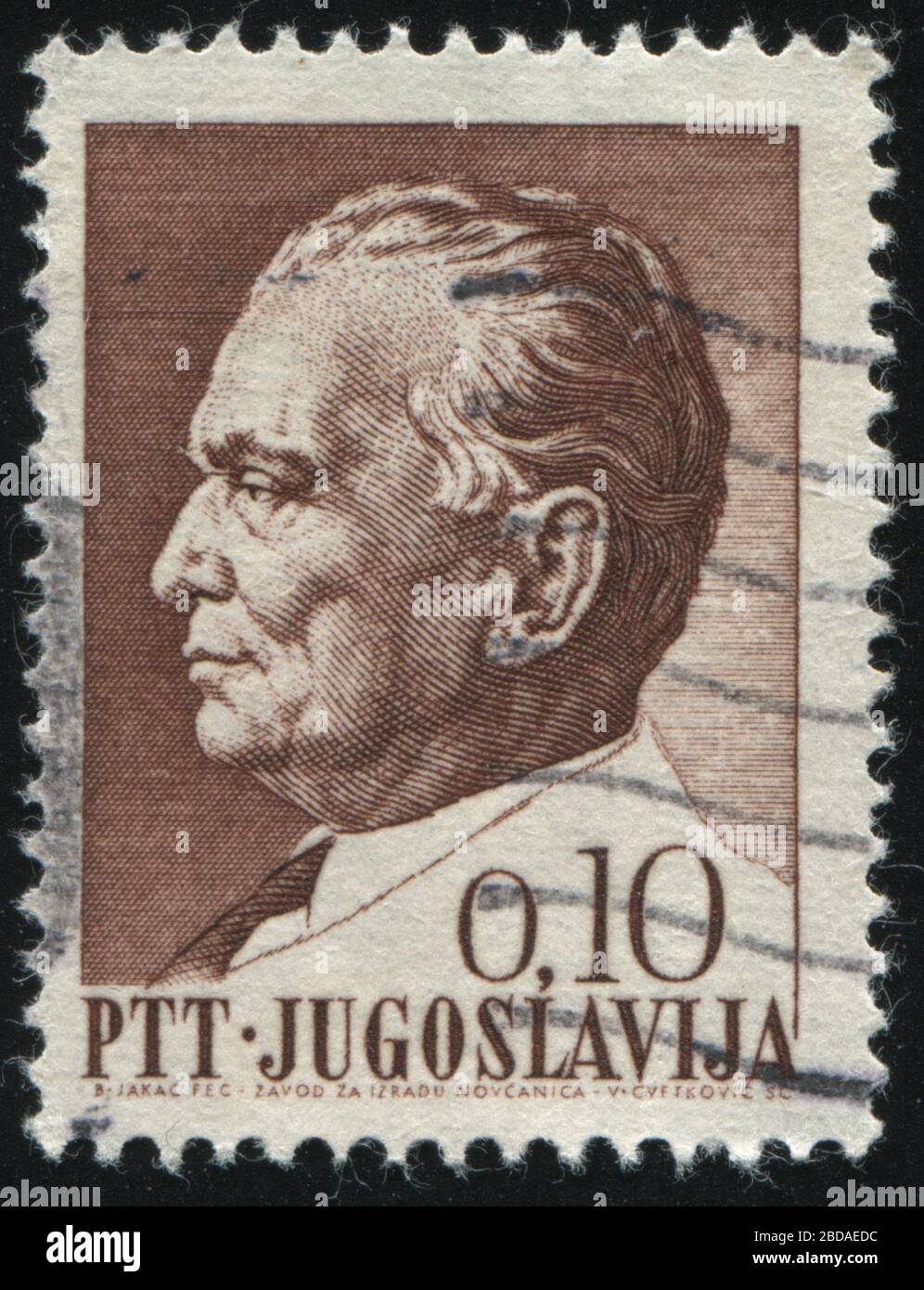 RUSSIA KALININGRAD,12 NOVEMBER 2016: stamp printed by Yugoslavia, shows the portrait of marshal Tito, circa 1967 Stock Photo